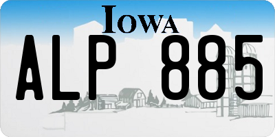 IA license plate ALP885