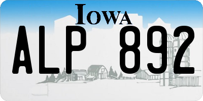 IA license plate ALP892