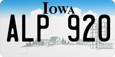 IA license plate ALP920