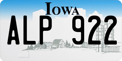 IA license plate ALP922