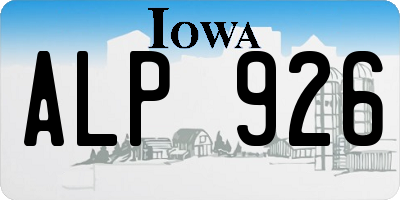 IA license plate ALP926