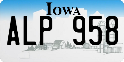 IA license plate ALP958