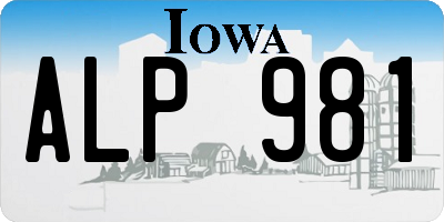 IA license plate ALP981