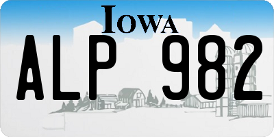 IA license plate ALP982