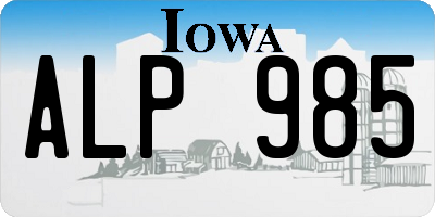 IA license plate ALP985