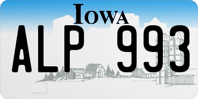 IA license plate ALP993