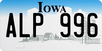 IA license plate ALP996