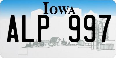 IA license plate ALP997