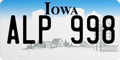 IA license plate ALP998