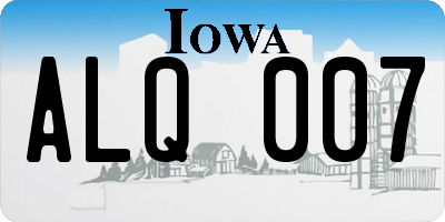 IA license plate ALQ007