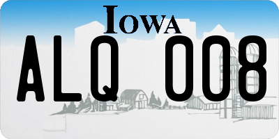 IA license plate ALQ008