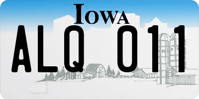 IA license plate ALQ011