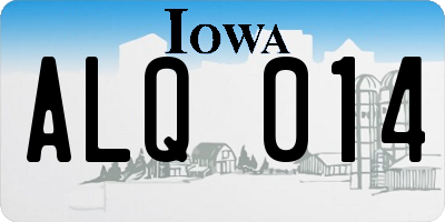 IA license plate ALQ014