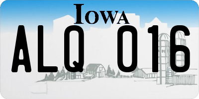 IA license plate ALQ016