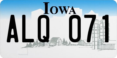 IA license plate ALQ071