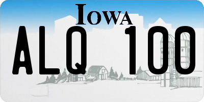 IA license plate ALQ100