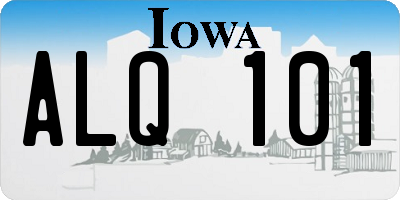 IA license plate ALQ101