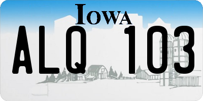 IA license plate ALQ103