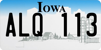 IA license plate ALQ113