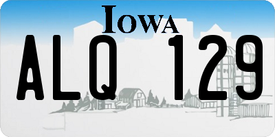 IA license plate ALQ129