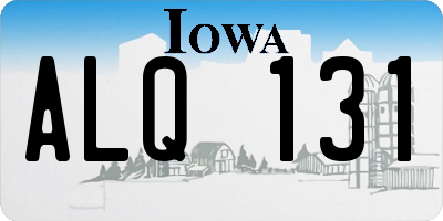 IA license plate ALQ131