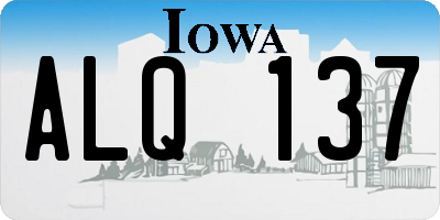 IA license plate ALQ137