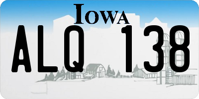 IA license plate ALQ138