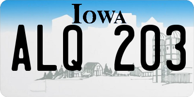 IA license plate ALQ203