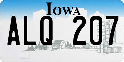 IA license plate ALQ207