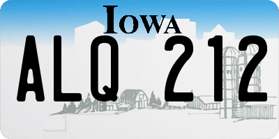 IA license plate ALQ212