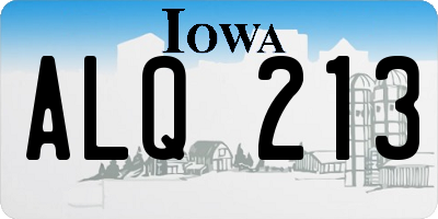 IA license plate ALQ213