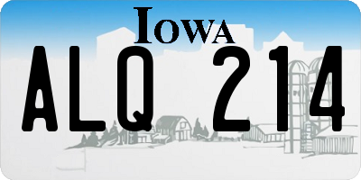 IA license plate ALQ214