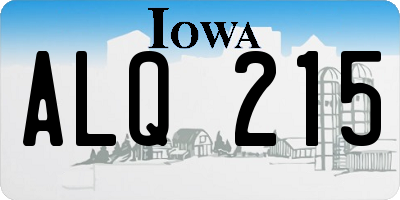 IA license plate ALQ215