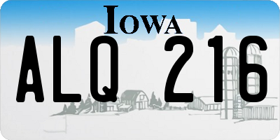 IA license plate ALQ216