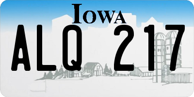 IA license plate ALQ217