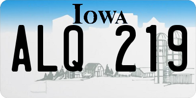 IA license plate ALQ219