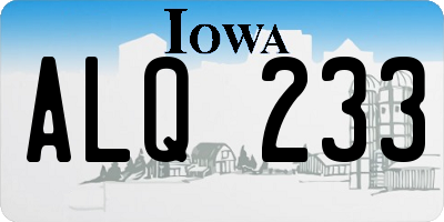 IA license plate ALQ233