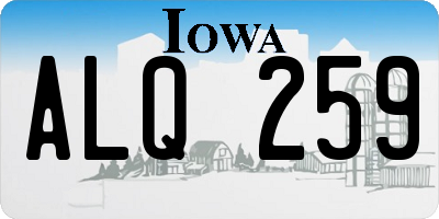 IA license plate ALQ259