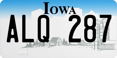 IA license plate ALQ287