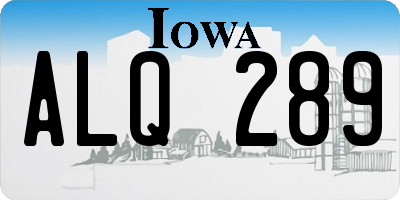 IA license plate ALQ289