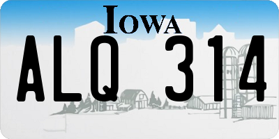 IA license plate ALQ314