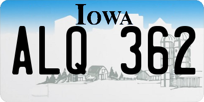 IA license plate ALQ362