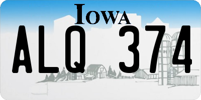 IA license plate ALQ374