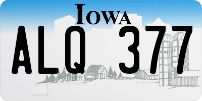 IA license plate ALQ377