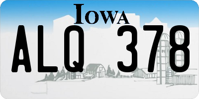 IA license plate ALQ378
