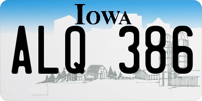 IA license plate ALQ386