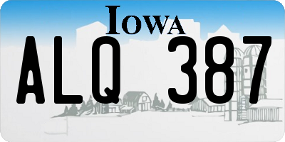 IA license plate ALQ387