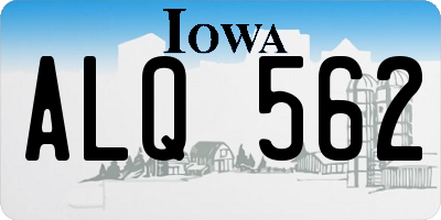 IA license plate ALQ562