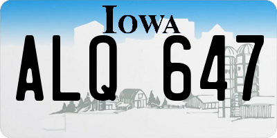 IA license plate ALQ647