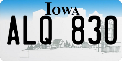 IA license plate ALQ830